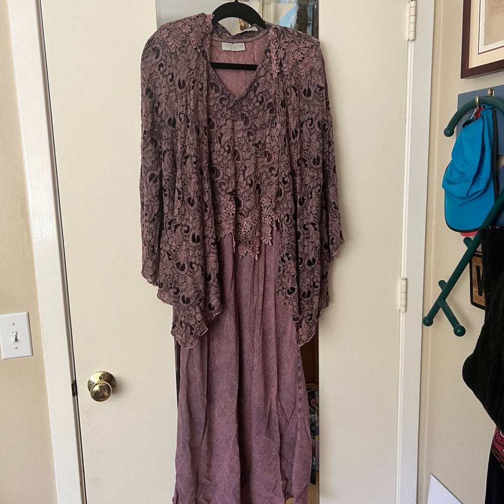 Vintage archival Mauve Lace Overlay Dress and lace top